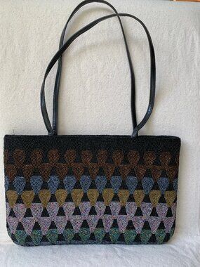 Vintage Y & S Beaded Geometric Shoulder Bag